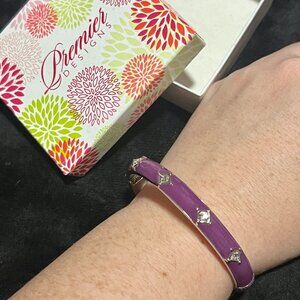 Premier Designs Retired Wisteria Purple Enamel Bracelet with Rhinestones NEW